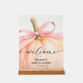 Pink Bow Little Pumpkin Baby shower Welkom Acryl Bord (Voorkant)