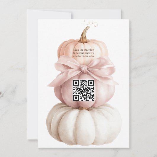 Pink Bow Little Pumpkin Girl Baby shower QR-code Kaart (Achterkant)