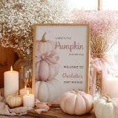 Pink Bow Little Pumpkin Girl Baby shower Welkom Poster