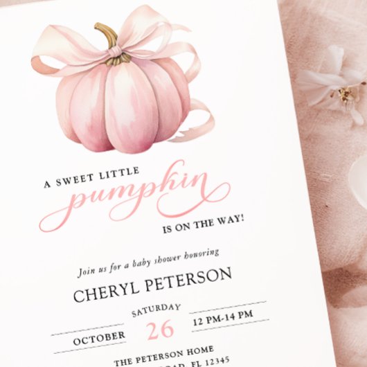 Pink Bow Little Pumpkin op de Weg Baby shower Kaart