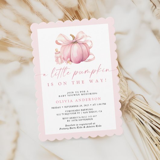 Pink Bow Little Pumpkin op de Weg Baby shower Kaart