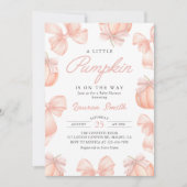 Pink Bow Little Pumpkin op de Weg Baby shower Kaart (Voorkant)