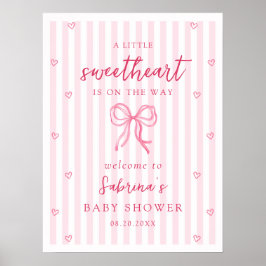 Pink Bow Little Sweetheart Baby Shower Welcome Poster