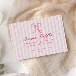 Pink Bow Little Sweetheart Diaper Raffle Card Informatiekaartje