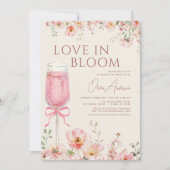 Pink Bow Love in Bloom Champagne Bridal Shower Kaart (Voorkant)
