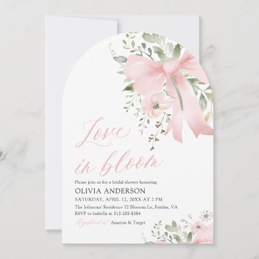 Pink Bow Love in Bloom Floral Arch Vrijgezellenfee Kaart (Voorkant)