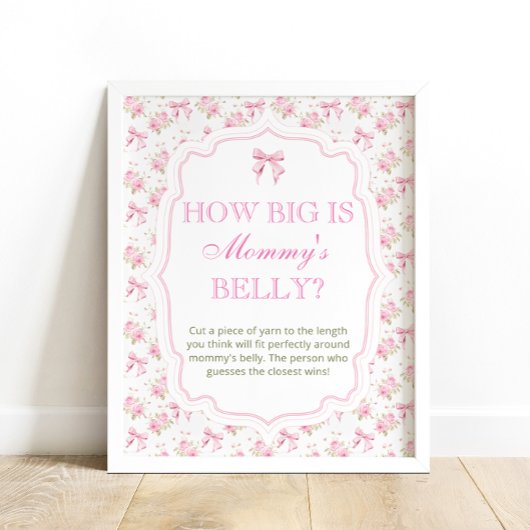 Pink Bow Love Shack Hoe groot is mama's buik Poster