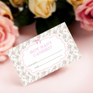 Pink Bow Love Shack raden hoeveel Snoepjes Informatiekaartje