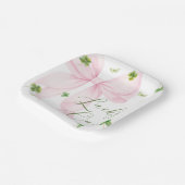 Pink Bow Lucky One 1st Birthday Paper Plates Papieren Bordje (Gebogen)