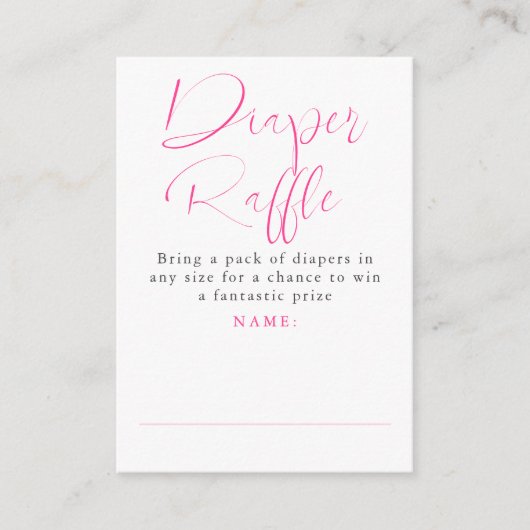 Pink Bow Luier Raffle Ticket Kaarten (Voorkant)