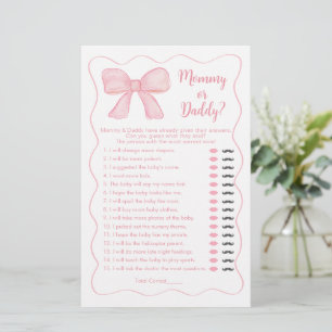 Pink Bow Mama of Daddy Baby shower Spel