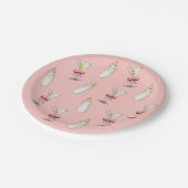 Pink Bow Martinis Baby Bottles Baby shower Papieren Bordje (Gekanteld)