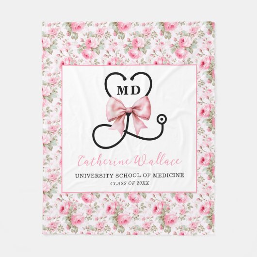 Pink Bow MD Afstuderen Fleece Deken (Voorkant)