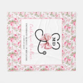 Pink Bow MD Afstuderen Fleece Deken (Voorkant (Horizontaal))