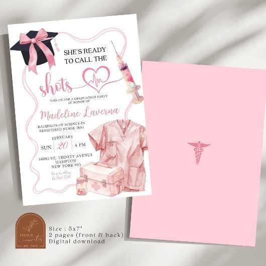 Pink Bow Medical Nurse Afstuderen Kaart