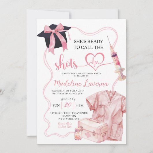 Pink Bow Medical Nurse Afstuderen Kaart (Voorkant)
