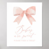 Pink Bow Meisje Baby shower Baby's zijn Sweet Sign Poster (Voorkant)