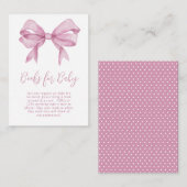 Pink Bow Meisje Baby shower Boeken voor Baby Informatiekaartje (Voorkant / Achterkant)
