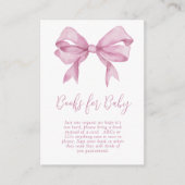 Pink Bow Meisje Baby shower Boeken voor Baby Informatiekaartje (Voorkant)