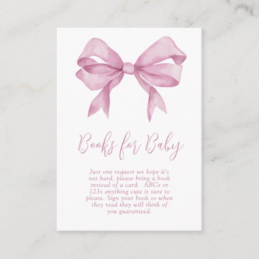 Pink Bow Meisje Baby shower Boeken voor Baby Informatiekaartje (Voorkant)