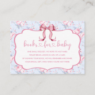 Pink Bow Meisje Baby shower Boeken voor Baby Informatiekaartje