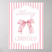 Pink Bow Merry Christmas Holiday Poster (Voorkant)