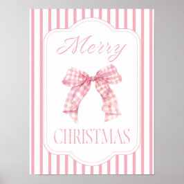 Pink Bow Merry Christmas Holiday Poster