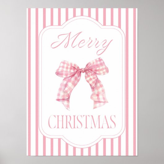 Pink Bow Merry Christmas Holiday Poster (Voorkant)