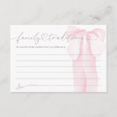 Pink Bow Minimal Girl Baby shower familietraditie Informatiekaartje (Voorkant)