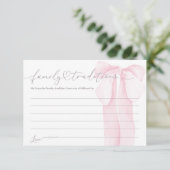 Pink Bow Minimal Girl Baby shower familietraditie Informatiekaartje (Staand voorkant)