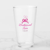 PINK BOW minimaladd naam bruidsmeisje cadeau jaar Glas (Achterkant)