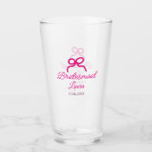 PINK BOW minimaladd naam bruidsmeisje cadeau jaar Glas (Voorkant)