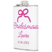 PINK BOW minimaladd naam bruidsmeisje cadeau jaar Heupfles (Links)