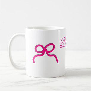 PINK BOW minimaladd naam bruidsmeisje cadeau jaar Koffiemok