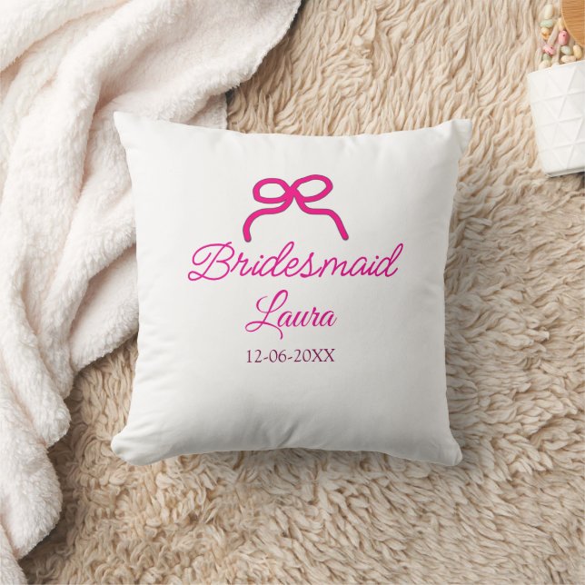 PINK BOW minimaladd naam bruidsmeisje cadeau jaar Kussen (Deken)