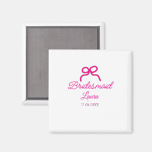 PINK BOW minimaladd naam bruidsmeisje cadeau jaar Magneet