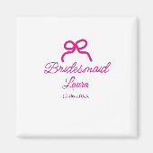 PINK BOW minimaladd naam bruidsmeisje cadeau jaar Magneet (Voorkant)