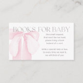 Pink Bow minimalistische meisje Baby shower boeken Informatiekaartje (Voorkant)