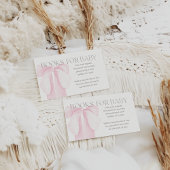 Pink Bow minimalistische meisje Baby shower boeken Informatiekaartje
