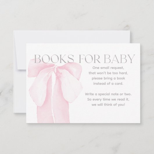 Pink Bow minimalistische meisje Baby shower boeken Kaart (Voorkant)