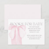 Pink Bow minimalistische meisje Baby shower boeken Kaart (Voorkant / Achterkant)