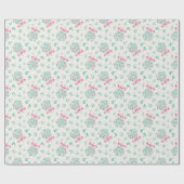Pink Bow Mistletoe Baby shower Wrapping Paper Cadeaupapier (Vlak)