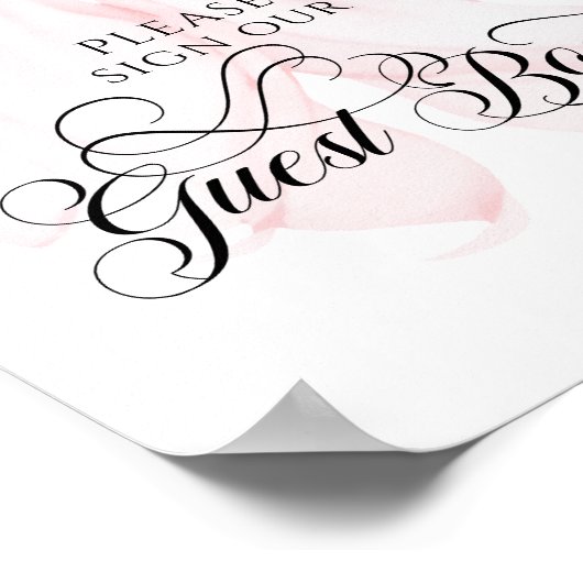 Pink Bow Modern Baby shower gastenboek Poster (Hoek)