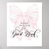 Pink Bow Modern Baby shower gastenboek Poster (Voorkant)