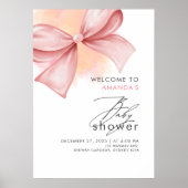Pink Bow Modern Baby shower Poster (Voorkant)