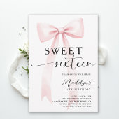 Pink Bow Modern Elegant Simple Chic Sweet 16 Kaart
