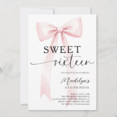 Pink Bow Modern Elegant Simple Chic Sweet 16 Kaart (Voorkant)