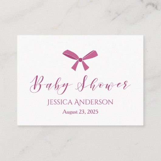 Pink Bow Mom's Belly Size Douche Spel Informatiekaartje (Achterkant)