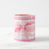 Pink Bow Mug- Cute Aesthetic Coffee Cup Tweekleurige Koffiemok (Center)