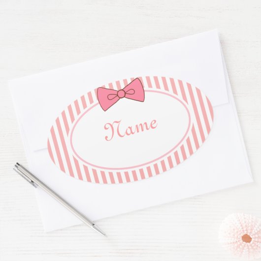 Pink Bow Name Stickers (Envelop)